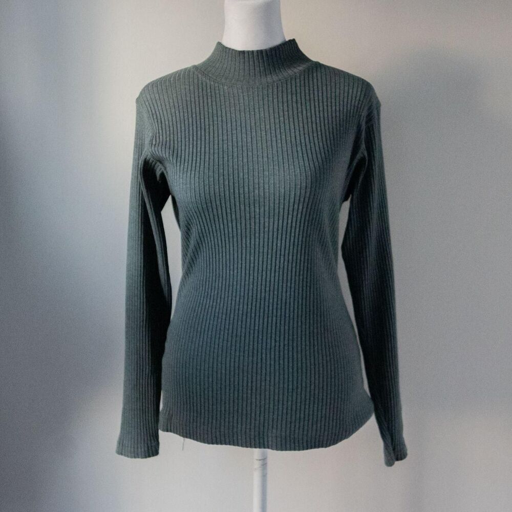 Teal Classic Ribbed long sleeve turtleneck women's sweater